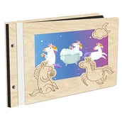 Albumy fotograficzne - Album Na Zdjęcia Dla Dziecka Jednorożec Unicorn W Drewnianej Oprawie Z Czarnymi Kartami Z Grawerem - miniaturka - grafika 1