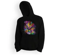 Bluzy dla dziewczynek - Bluza dziecięca z kapturem kolorowy kot-152 - miniaturka - grafika 1