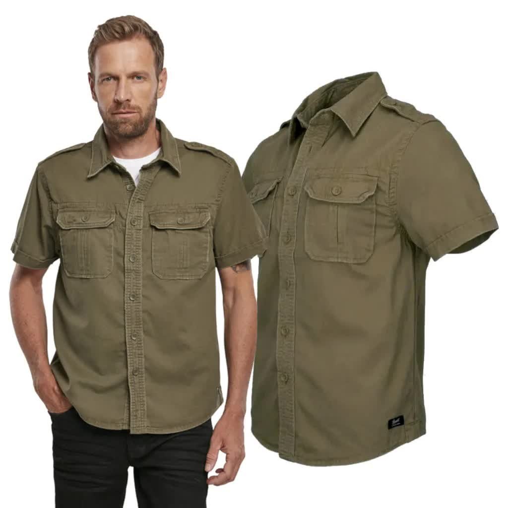 Koszula z krótkim rękawem BRANDIT Vintage Shirt - Oliwkowa XL [XL]