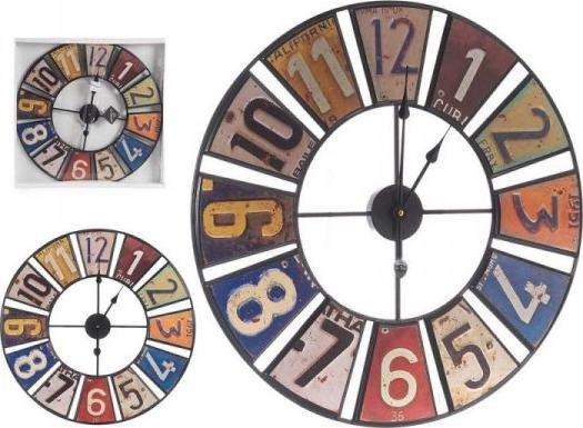 Gift Decor Zegar Ścienny Wielokolorowy Retro Metal 60 x 4,5 x 60 cm