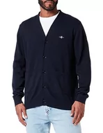 Kurtki męskie - GANT Męska kurtka z dzianiny Classic Cotton V-Cardigan, Evening Blue, Standard, niebieski (Evening Blue), XL - miniaturka - grafika 1