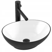 Umywalki - UMYWALKA NABLATOWA CERAMICZNA MATOWA CZARNA 42x34 - miniaturka - grafika 1