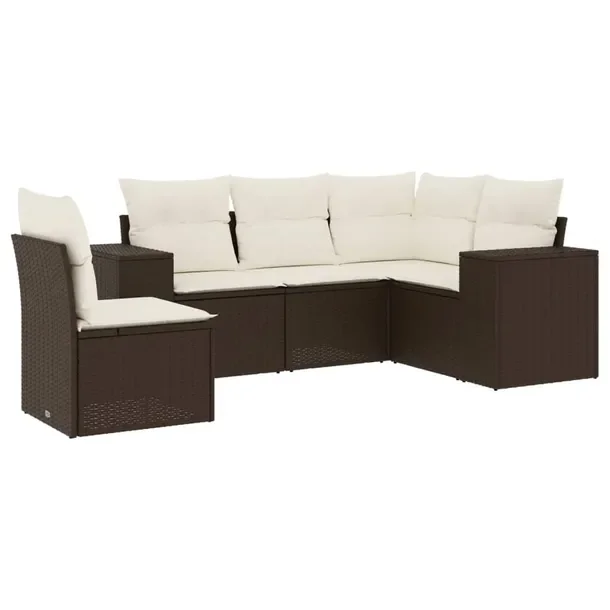Zestaw Wypoczynkowy Modułowy Rattan PE Brązowy 62x62x69 cm