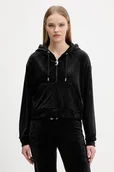 Bluzy damskie - Juicy Couture bluza welurowa damska kolor czarny z kapturem gładka JCWAS225310 - miniaturka - grafika 1