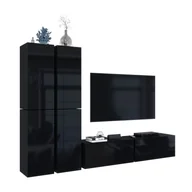 Komplety wypoczynkowe - Meblościanka do salonu czarny połysk H5-E30 - miniaturka - grafika 1