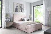 Łóżka - Łóżko kontynentalne pikowane Marcus 180x200 Różowe - miniaturka - grafika 1