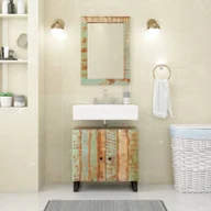 Lustra - Lustro, 70x50 cm, lite drewno z odzysku i szkło - miniaturka - grafika 1