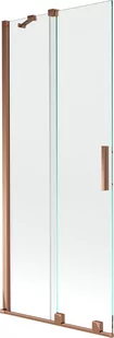 Mexen Velar parawan nawannowy 2-skrzydłowy przesuwny 80 x 150 cm, transparent, różowe złoto - 896-080-000-01-60 - Parawany nawannowe - miniaturka - grafika 1