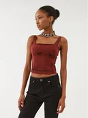 Koszulki i topy damskie - Patrizia Pepe Top 8C0615/D047-R805 Bordowy Slim Fit - miniaturka - grafika 1