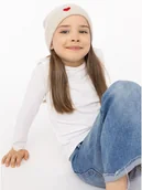 Czapki dla dzieci - Zwillingsherz Kaszmirowa czapka beanie "Heart" w kolorze beżowym - miniaturka - grafika 1