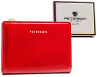 Portfele - Mały portfel damski portmonetka ze skóry ekologicznej Peterson czerwony z ochroną kart RFID - miniaturka - grafika 1