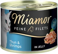 Mokra karma dla kotów - Zestaw Miamor Feine Filets w puszkach, 12 x 185 g - Tuńczyk z krewetkami - miniaturka - grafika 1
