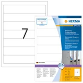 Etykiety do drukarek - HERMA 10140 - Etykiety do folderów, format DIN A4, wymienne, krótkie/wąskie rozmiary, 14 sztuk, 192 x 38 mm, 1400 arkuszy, matowe, samoprzylepne, drukowane, zdejmowane, 9 800 etykiet, kolor: biały - miniaturka - grafika 1