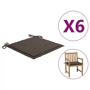 vidaXL Poduszki na krzesła ogrodowe 6 szt. kolor taupe 50x50x4 cm 314055 314055 - Poduszki ogrodowe - miniaturka - grafika 2