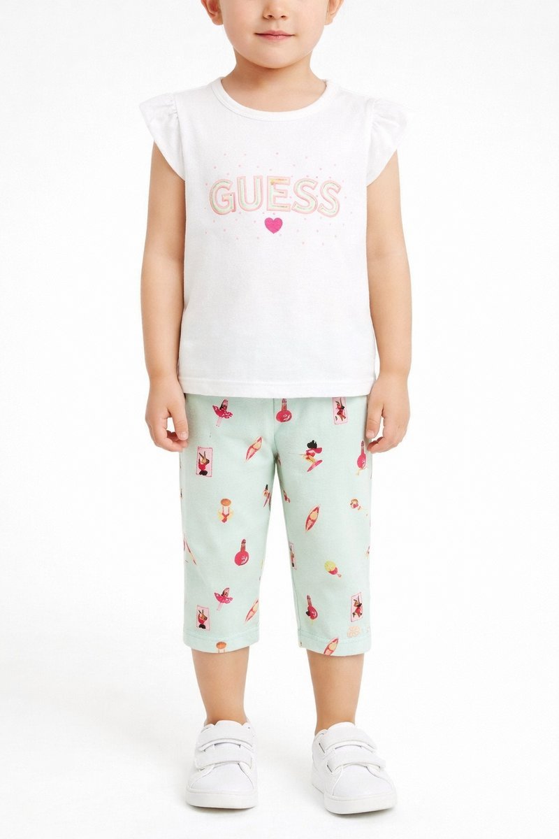 GUESS LEGGINSY DZIEWCZĘCE ZIELONE Z NADRUKIEM 84-88 I4A