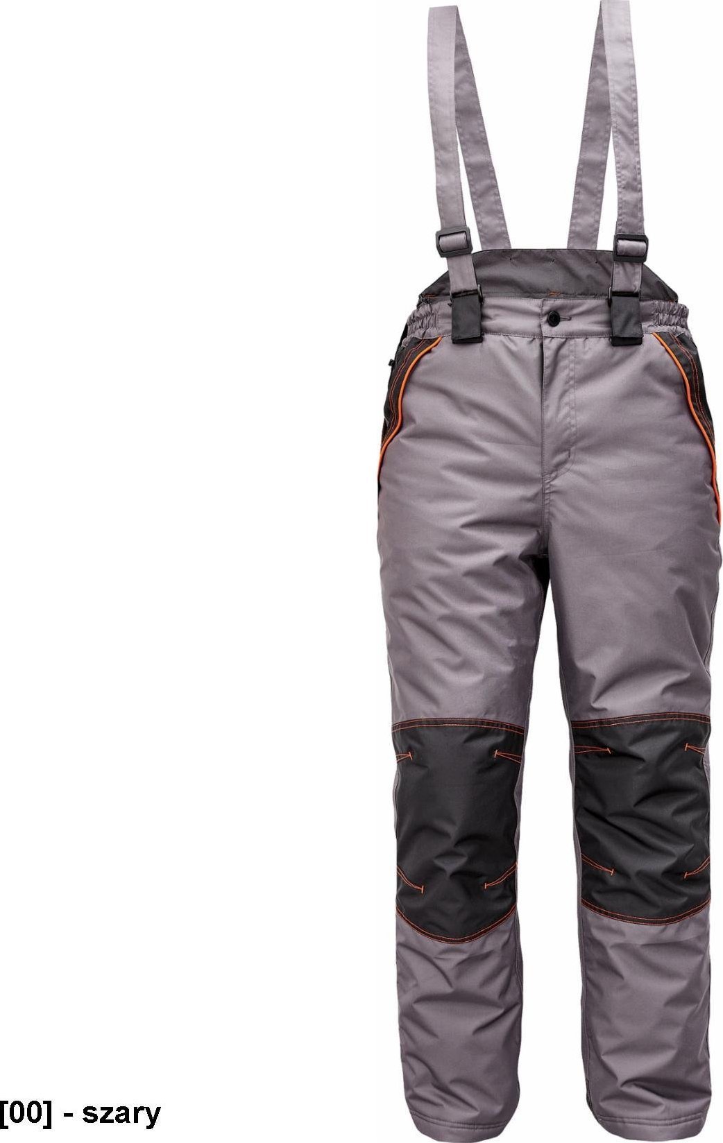 CERVA CREMORNE spodnie zimowe - męskie zimowe spodnie z odpinanymi szelkami, 100% poliester - szary 3XL