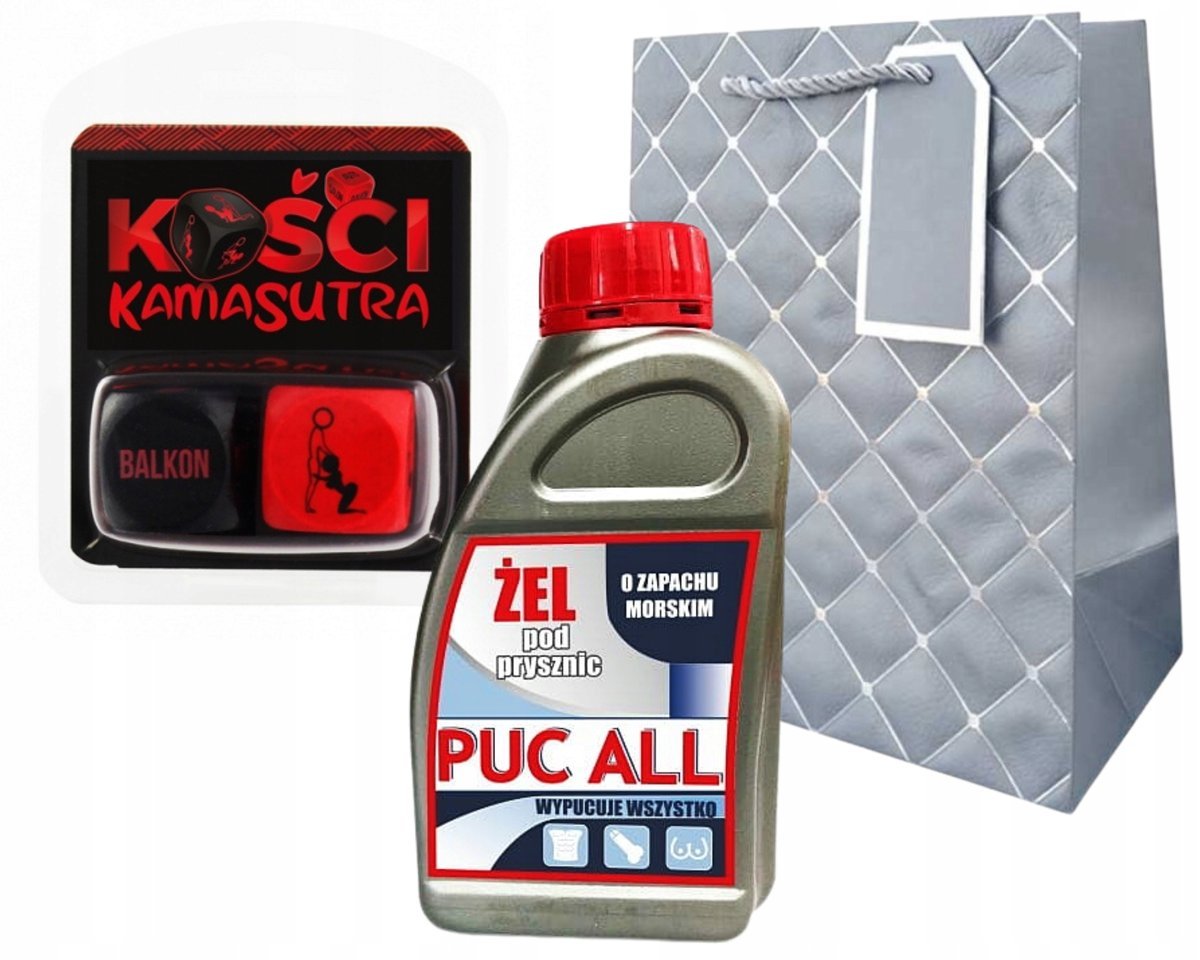 Zestaw Prezentowy na DZIEŃ CHŁOPAKA - Żel PUC ALL + Kości Kamasutra + Torba