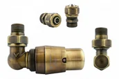 Zawory i kraniki - Zawór termostatyczny trójosiowy Master mosiądz antyczny lewy Pex - miniaturka - grafika 1