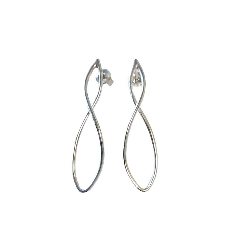 Kolczyki srebrne rodowane nieskończoności 3D