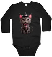 Body dla niemowląt - Body dziecięce Szaroróżowy Kot W Kapeluszu Pink Halloween 74/80 - miniaturka - grafika 1