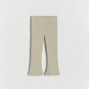 Spodnie i spodenki dla dziewczynek - Reserved - Spodnie flare z kieszenią - Khaki - miniaturka - grafika 1