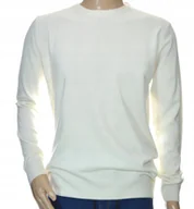 Swetry męskie - Sweter męski z kaszmiru i wełny merynosów kaszmirowy M biały 152 - miniaturka - grafika 1