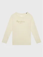 Bluzki damskie - Pepe Jeans Bluzka Hana Glitter PG501364 Écru Regular Fit - miniaturka - grafika 1