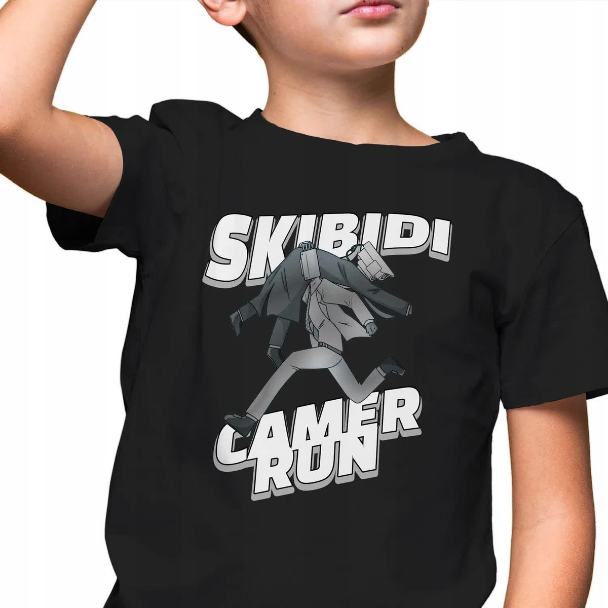 DZIECIĘCA KOSZULKA Czarna T-SHIRT SKIBIDI TOILET CAMERA MAN MiX Wzorów 134
