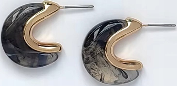 Nowoczesne Kolczyki Czarne Dymne Eleganckie Stylowe Modne Sztyft