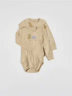 Spodenki dla niemowląt - Reserved - Bawełniane body 2 pack - beżowy - miniaturka - grafika 1