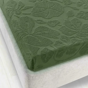 Prześcieradło frotte bez gumki 150x205 Tulipan zielone żakardowe - Prześcieradła - miniaturka - grafika 1