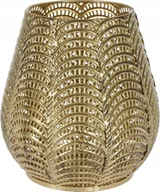 Świeczniki - Świecznik Metalowy Złoty Ażurowy Ozdobny 17 Cm - miniaturka - grafika 1