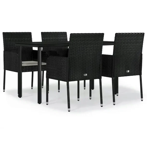 Zestaw Mebli Ogrodowych z Rattanu PE i Stali, Stół 140x70x74 cm, Krzesła