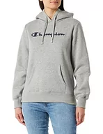 Bluzy damskie - Champion Damska bluza z kapturem Legacy American Classics Powerblend z polarem, jasnoszara, M - miniaturka - grafika 1