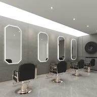 Meble fryzjerskie - Konsola konsoleta fryzjerska barberska lustro fryzjerskie 170x70 LED PRO - miniaturka - grafika 1