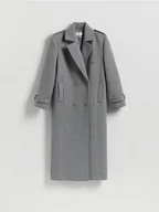 Płaszcze damskie - Reserved - Dwurzędowy płaszcz z wełną - szary - miniaturka - grafika 1