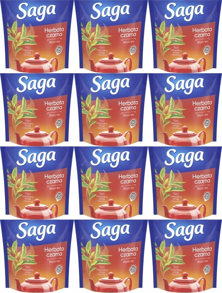 Herbata czarna w torebkach Saga 75 torebek x12