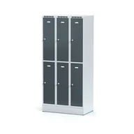 Szafki BHP - Alfa 3 Szafka ubraniowa 6-drzwiowa na cokole, drzwi antracytowe, zamek obrotowy 1261715 - miniaturka - grafika 1