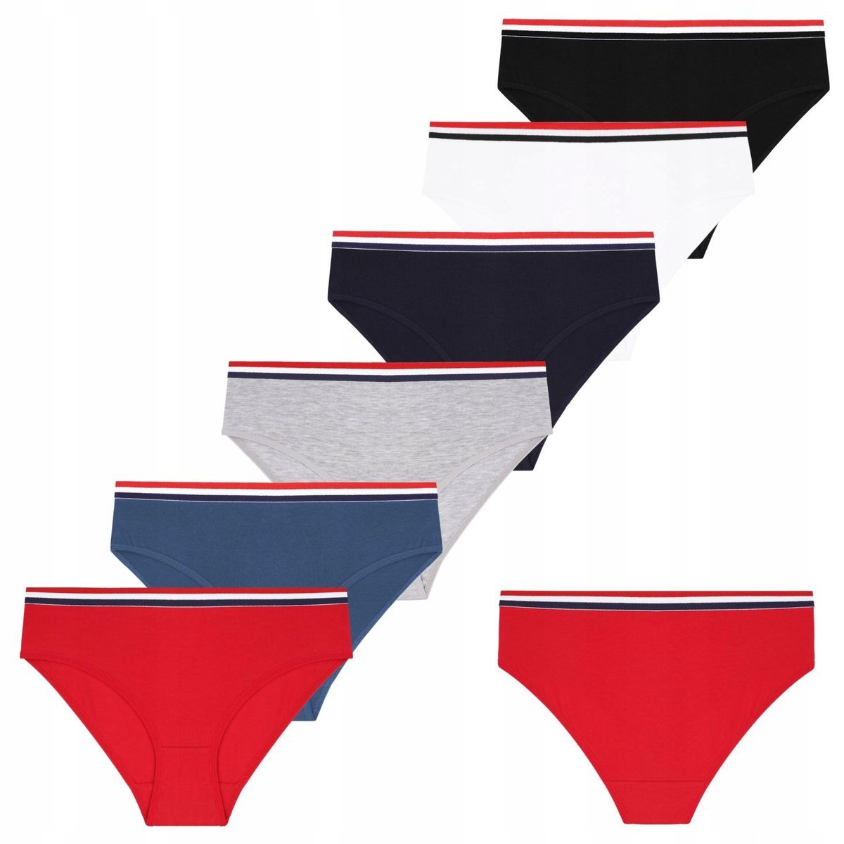 6X Majtki Damskie Figi Bikini Bawełniane Klasyczne Zestaw Komplet Moraj L