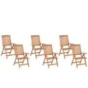 Fotele i krzesła ogrodowe - Shumee Zestaw 6 krzeseł ogrodowych drewniany jasny JAVA 258921 - miniaturka - grafika 1