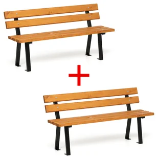 Ławka na zewnątrz WOODY z oparciem 1+1 GRATIS, 1500 mm, limba - Ławki ogrodowe - miniaturka - grafika 1