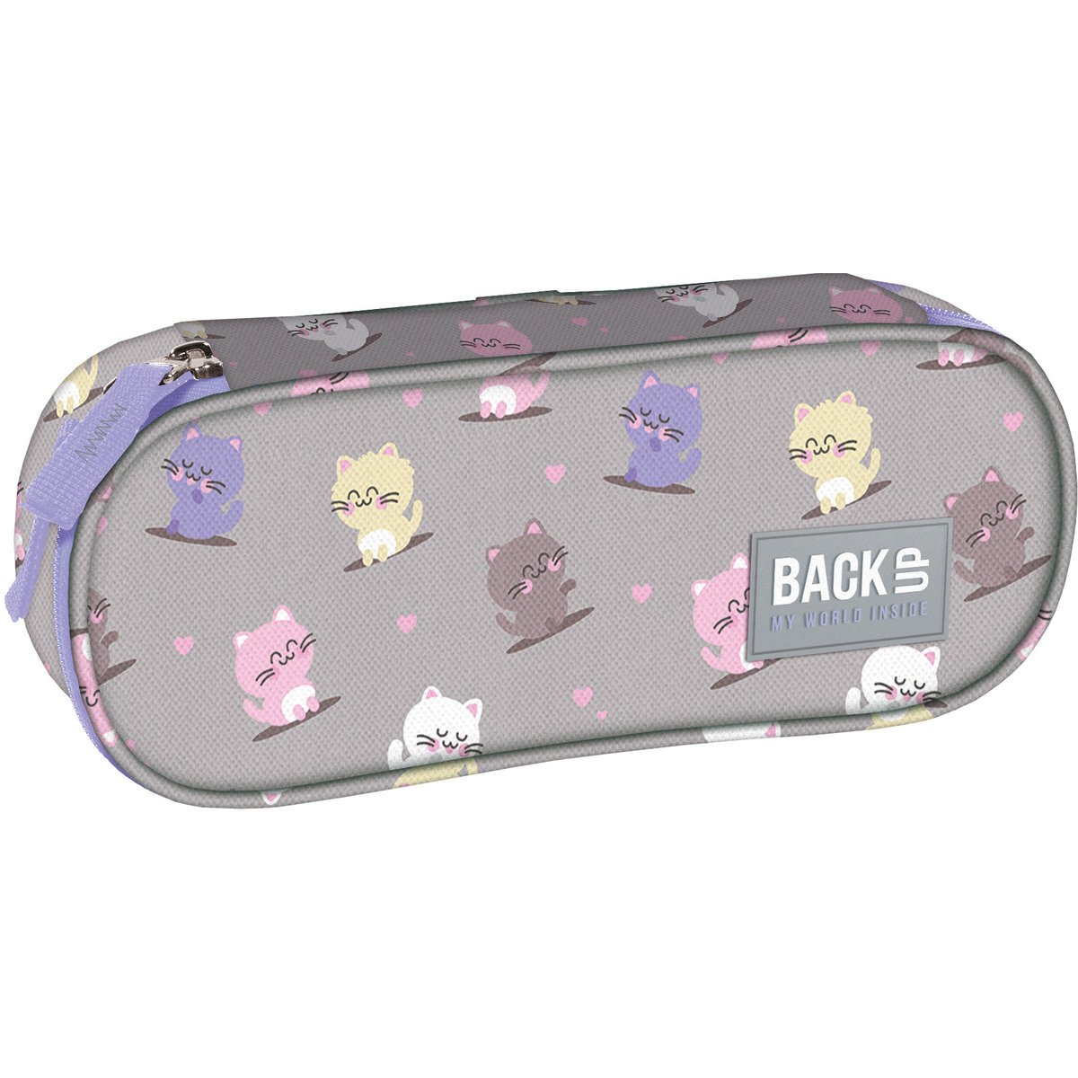 Piórnik saszetka dla dziewczynki BackUP, kotki kawaii, pastelowy