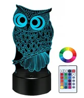 Lampy stojące - Lampka Nocna Sowa 3D Led Pilot Imię Grawer - miniaturka - grafika 1
