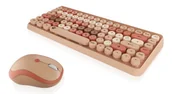 Zestawy myszka + klawiatura - KeySonic KSKM-5200M-RF klawiatura Dołączona myszka Biuro RF Wireless QWERTZ Niemiecki Beżowy, Brązowy, Różowy - miniaturka - grafika 1