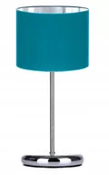 Lampy stojące - Lampka Nocna Stołowa Chrom Abażur Turkusowy Led - miniaturka - grafika 1