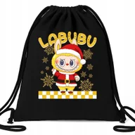 Plecaki worki - Worek Plecak EKO Czarny ZIMOWY Prezent Święta Mikołaj Pod Choinkę Wz - miniaturka - grafika 1