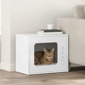 Legowiska dla kotów - vidaXL Domek dla kotów błyszczący biały 51 x 30 x 42 cm - miniaturka - grafika 1