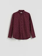 Koszule męskie - Reserved - Koszula slim fit w świąteczny wzór - bordowy - miniaturka - grafika 1