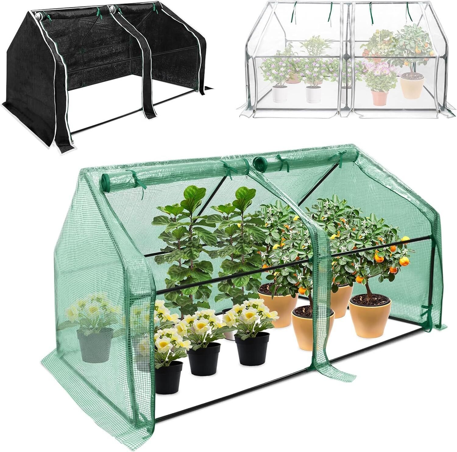 YUENFONG Mini szklarnia do ogrzewania roślin szklarnia do pomidorów z drzwiami zwijanymi, szklarnia foliowa do pomidorów, 180 × 90 × 90 cm, biała