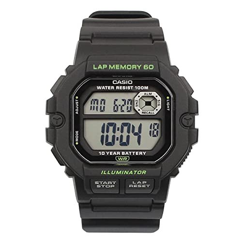 Casio Męski zegarek sportowy sprzęt cyfrowy przezroczysta tarcza pasek z żywicy WS-1400H-1AVDF, czarny, pasek, czarny, pasek, Czarny, pasek